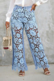 Plus Size Hollow Out Lace Patchwork Jeans GYLN-6690