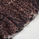 Mesh Leopard Print Sling Mini Dress GPKJ-KJ26392