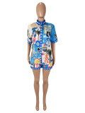 Short Sleeve Print Shirt Two Piece Shorts Set SHD-9741
