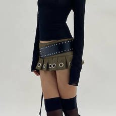 Fashion Hollow Out Pleated Mini Skirts GPKJ-KJ25654
