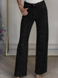 Plus Size Rhinestone Washed Straight Jeans OD-8751