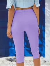 Sexy Solid Color Botton Seventh Pants GDYF-3357