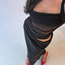 Mesh See Through Halterneck Maxi Dress GPKJ-KJ27749