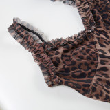 Mesh Leopard Print Sling Mini Dress GPKJ-KJ26392