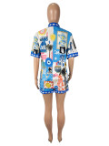 Short Sleeve Print Shirt Two Piece Shorts Set SHD-9741