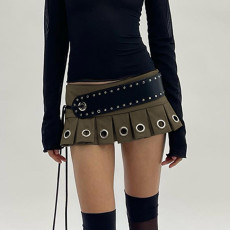 Fashion Hollow Out Pleated Mini Skirts GPKJ-KJ25654