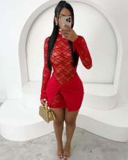 Lace Mesh Patchwork Mini Dress GXIY-XS-L45300