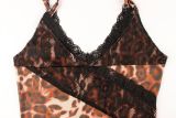Leopard Print Lace See Through Maxi Dress GXIY-K25L313