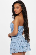 Polka Dot Print Wrap Chest Mini Dress GXIY-K25L418