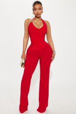 Solid Color Solid Color Tie Up Romper GXIY-K25L832