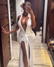 Sleeveless Deep V Neck Split Maxi Dress GXIY-XS-L45434