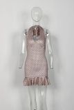 Polka Dot  Print Halterneck Mini Dress GXIY-XS-L45295