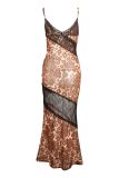 Leopard Print Lace See Through Maxi Dress GXIY-K25L313