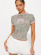 Color Block Bow Print Short Sleeve Tops GXIY-XS-L45684