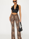 Leopard Print Lace Patchwork Pant GXIY-XS-L45383
