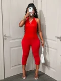 Solid Color Halterneck Backless Romper GXIY-K25L67
