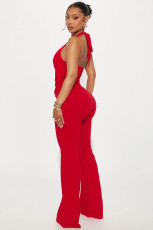 Solid Color Solid Color Tie Up Romper GXIY-K25L832