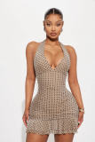 Polka Dot  Print Halterneck Mini Dress GXIY-XS-L45295