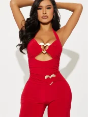 Solid Color Hollow Out Backless Jumpsuit GXIY-XS-L45329