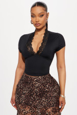 Lace Patchwork V Neck T Shirt GXIY-K25L439
