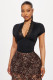 Lace Patchwork V Neck T Shirt GXIY-K25L439