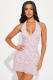 Polka Dot  Print Halterneck Mini Dress GXIY-XS-L45295