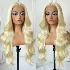 Blonde Center Parted Long Curly Hair Big Waves Wigs YWHX-M1631