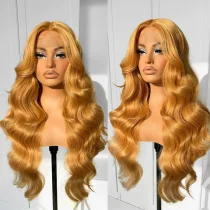 Blonde Center Parted Long Curly Hair Big Waves Wigs YWHX-M1631
