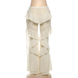Patchwork Ruffled Micro-flare Pants DLSF-K25P76093