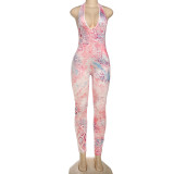 Sleeveless Leopard Print Skinny Jumpsuit DLSF-K25Q76302