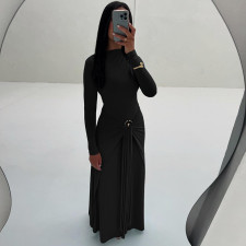Long Sleeve Solid Color Slim Maxi Dress DLSF-K25D74696
