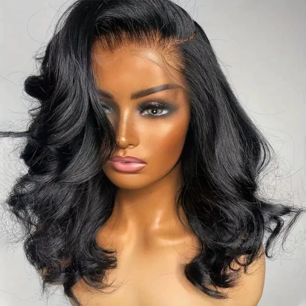  Black Parted Short Curly Hair Wigs YWHX-M1442