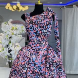 Bow Printed Mid-Length Dress GMSF-9272
