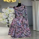 Bow Printed Mid-Length Dress GMSF-9272