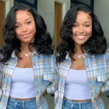  Black Parted Short Curly Hair Wigs YWHX-M1442