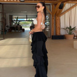 Patchwork Ruffled Micro-flare Pants DLSF-K25P76093