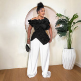 One Shoulder Irregular Ruffles Tops CYA-901903