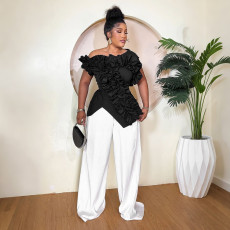 One Shoulder Irregular Ruffles Tops CYA-901903