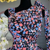 Bow Printed Mid-Length Dress GMSF-9272