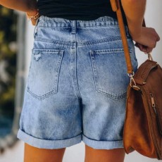 Fashion Washed Straight Denim Shorts XCFF-329