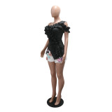 One Shoulder Irregular Ruffles Tops CYA-901903
