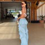 Patchwork Ruffled Micro-flare Pants DLSF-K25P76093