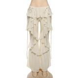 Patchwork Ruffled Micro-flare Pants DLSF-K25P76093