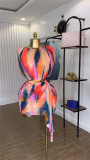 Tie Dye Print Pleated Two Piece Skirts Set GMSF-240813002