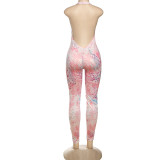 Sleeveless Leopard Print Skinny Jumpsuit DLSF-K25Q76302