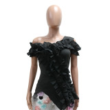 One Shoulder Irregular Ruffles Tops CYA-901903