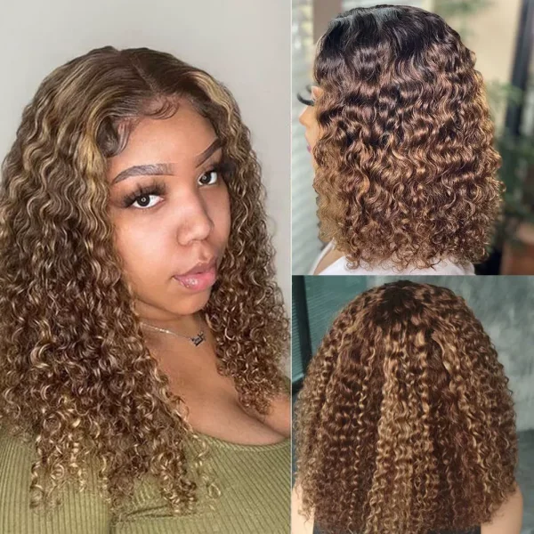Brown Small Curly Hair Wig Head Cover YWHX-M1558