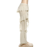 Patchwork Ruffled Micro-flare Pants DLSF-K25P76093