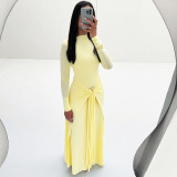 Long Sleeve Solid Color Slim Maxi Dress DLSF-K25D74696