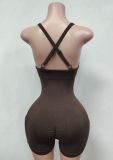 Pre Order: About 7 work days shipping Sleeveless Solid Color Romper YUEM-300810